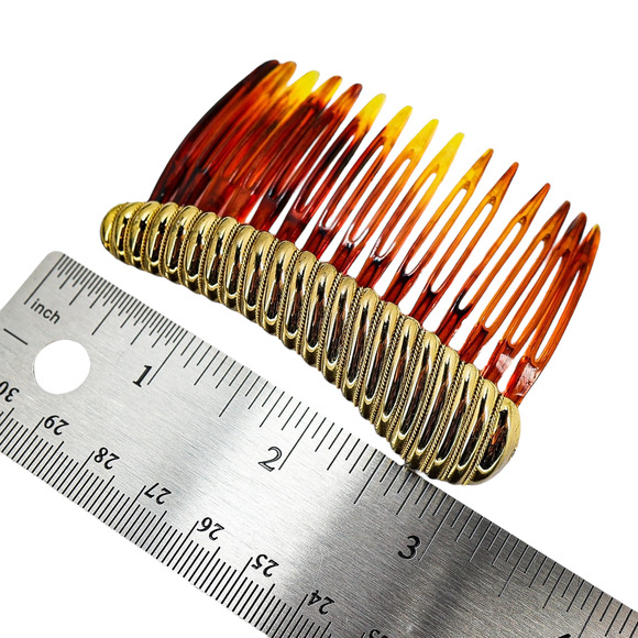 Paris Diffusion 1979 Tortoiseshell & Gold Twisted Rope Hair Comb - Picture 8 of 9